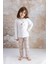 Kız Bebek Nakış Detaylı T-Shirt Tayt Takım - Bej 1