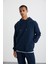 Alessıo Erkek %100 Pamuk Kapüşonlu Oversize Lacivert Sweatshirt 1