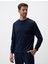 Lacivert Bisiklet Yaka Uzun Kollu Erkek Sweatshirt 1