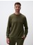 Haki Bisiklet Yaka Uzun Kollu Erkek Sweatshirt 1
