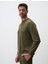 Haki Bisiklet Yaka Uzun Kollu Erkek Sweatshirt 3