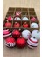 Yılbaşı Çam Ağacı Süsü Cici Top Özel Paketli Kar Desenli 6 Cm 16 Lı Kırmızı Beyaz 1