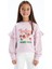 Strawberry - Bisiklet Yaka Kolları Fırfır Detaylı Dijital Baskılı Sweatshirt - Pembe Renk 2