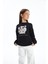 Caturday - Bisiklet Yaka Dijital Baskılı Sweatshirt - Siyah Renk 2