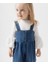 Plazzo Jean Kız Bebek Slopet ve Balon Kol Bluz Set Denim 3