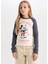 Kız Çocuk Disney Mickey & Minnie Crop Bisiklet Yaka Fitilli Kaşkorse Uzun Kollu Tişört D2830A824AU 4