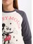 Kız Çocuk Disney Mickey & Minnie Crop Bisiklet Yaka Fitilli Kaşkorse Uzun Kollu Tişört D2830A824AU 5