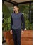 Erkek Uzun Kol O Yaka Indigo Pijama Takımı C0T5N0O8 1