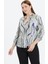 Büyük Beden Piton Desen Önü Plikaşe Bluz 1