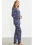 Gömlek Yaka Düğmeli Pijama Takım - Lacivert 5