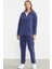 Kapüşonlu Polar Tunik Eşofman Takım - Indigo 2