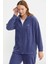 Kapüşonlu Polar Tunik Eşofman Takım - Indigo 3