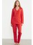 Nakış Detaylı Düğmeli Pijama Takım - Mercan 2