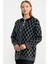 Baklava Desen Çift Renk Yünlü Triko Ceket - Siyah 3