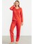 Düğme Kapamalı Rahat Kalıp Pijama Takım - Mercan 4