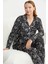 Gömlek Yaka Düğmeli Pijama Takım - Siyah 1