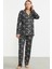Gömlek Yaka Düğmeli Pijama Takım - Siyah 3