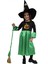 Kız Çocuk Halloween Yeşil Siyah Cadı Elbise Kostüm Fuuny Spooky Cadılar Bayramı 1