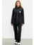 Kadife Dik Yaka Tunik Eşofman Takım - Siyah 1