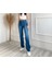 2020 Kadın Likrasız Palazzo Jeans Kot Denim Pantolon - Mavi 2