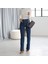 2046 Kadın Likralı Ispanyol Paça Jeans Kot Denim Pantolon - Koyu Mavi 2