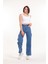 Pass&pass 2069 Kadın Likrasız Yandan Çıtçıtlı Bol Paça Jeans Kot Denim Pantolon - Mavi 2