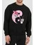 Kuromi My Melody Baskılı Siyah Unisex Kadın Erkek Pamuklu Sweatshirt CU142 2
