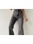 2020 Kadın Likrasız Palazzo Jeans Kot Denim Pantolon - Füme 3