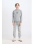 Erkek Çocuk Gri Kapüşonlu Sırt Baskılı Sweatshirt D3049A824WN 2