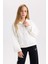 Kız Çocuk Relax Fit Çıtçıtlı Dik Yaka Basic Düz Sweatshirt D4685A824WN 1