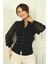 Kadın Önü Düğmeli Kolları Tül Hakim Yaka Gömlek 3