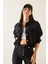 Siyah Çift Cepli Çıtçıtlı Crop Ceket 5KXK4-48965-02 4