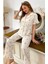 Çiçek Baskılı Fırfırlı Uzun Pijama Takımı 2