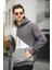 Placide Üç Iplik Pamuklu Parçalı Kapüşonlu Erkek Sweatshirt 3