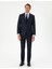 Erkek Lacivert Slim Fit Ekose Yün Takım Elbise 50291974-VR033 1