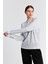 Kadın Gri Melanj Bisiklet Yaka Oversize Örme Sweat 1