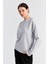 Kadın Gri Melanj Bisiklet Yaka Oversize Örme Sweat 3