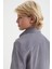 Metal Düğmeli Pamuk Açık Gri Çocuk Gömlek 3