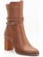 Kadın Deri Toka Detaylı Şık Topuklu Bot - Ceviz 4