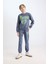 Erkek Çocuk 2'li Takım Bisiklet Yaka Baskılı Sweatshirt Beli Lastikli Jogger Eşofman Altı D3563A824WN 2