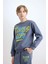 Erkek Çocuk 2'li Takım Bisiklet Yaka Baskılı Sweatshirt Beli Lastikli Jogger Eşofman Altı D3563A824WN 4