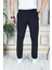 Erkek Lacivert Italyan Kesim Esnek Slim Fit Likralı Lastikli Duble Paça Kumaş Pantolon Okul 4
