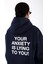 Anxiety Relaxed Fit Hoodie Kadın - Lacivert 4