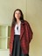 90'lar Retro Model Oversize Tasarım Ekose Ceket Kadın Kırmızı 3
