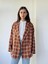 90'lar Retro Model Oversize Tasarım Ekose Ceket Kadın Açık Kahve 5