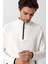 Fermuarlı Yaka Modal Kumaş Esnek Beyaz Erkek Sweatshirt 5