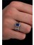 Erkek Gümüş Yüzük - Lacivert Safir Taşlı Ince Kibar Erkek Yüzüğü 1
