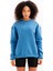 Bisiklet Yaka Nakışlı Şardonlu Içi Polarlı Mavi Kadın Sweatshirt - Rigil 1
