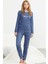 Desenli Yumoş Pijama Takım - Mavi 2