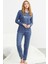 Desenli Yumoş Pijama Takım - Mavi 3
